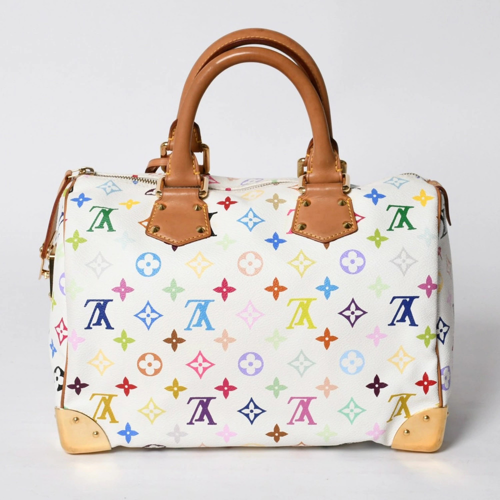 LOUIS VUITTON Speedy Handbag Monogram Multicolor Takashi Murakami White